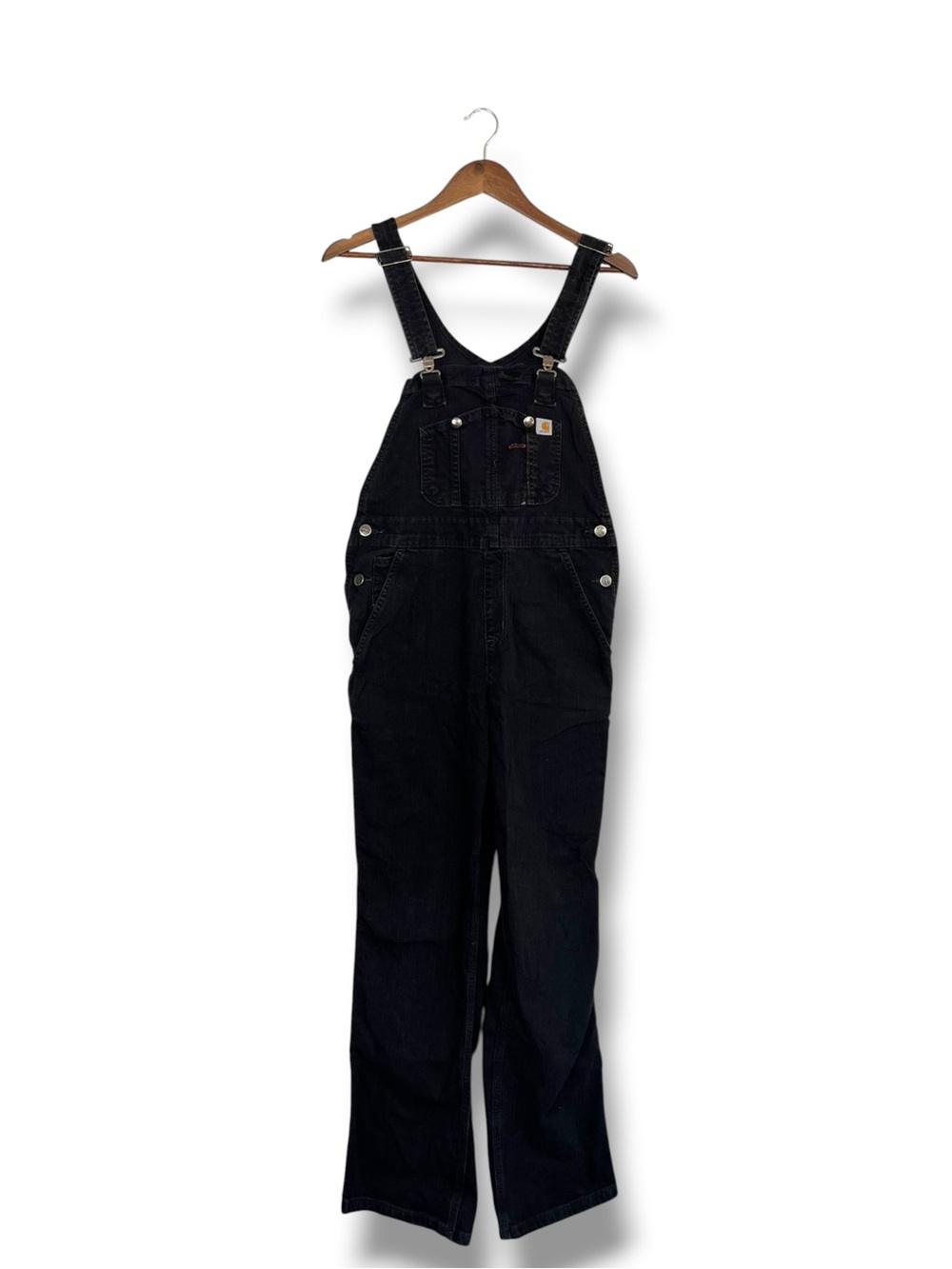 Carhartt WR008 Women's S (4-6) Stretch Denim Bib Overalls Black Utility Farmcore
